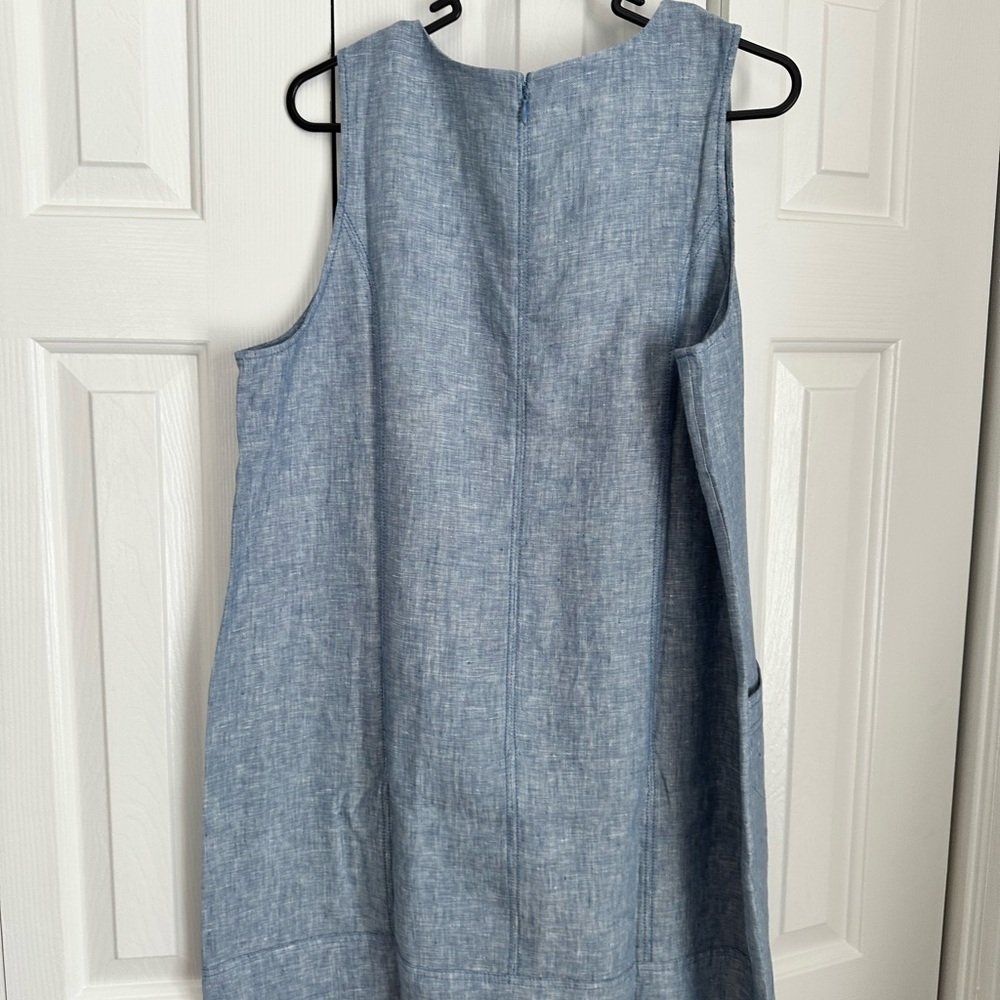 Sleeveless Linen Blue Dress - Picture 3 of 8